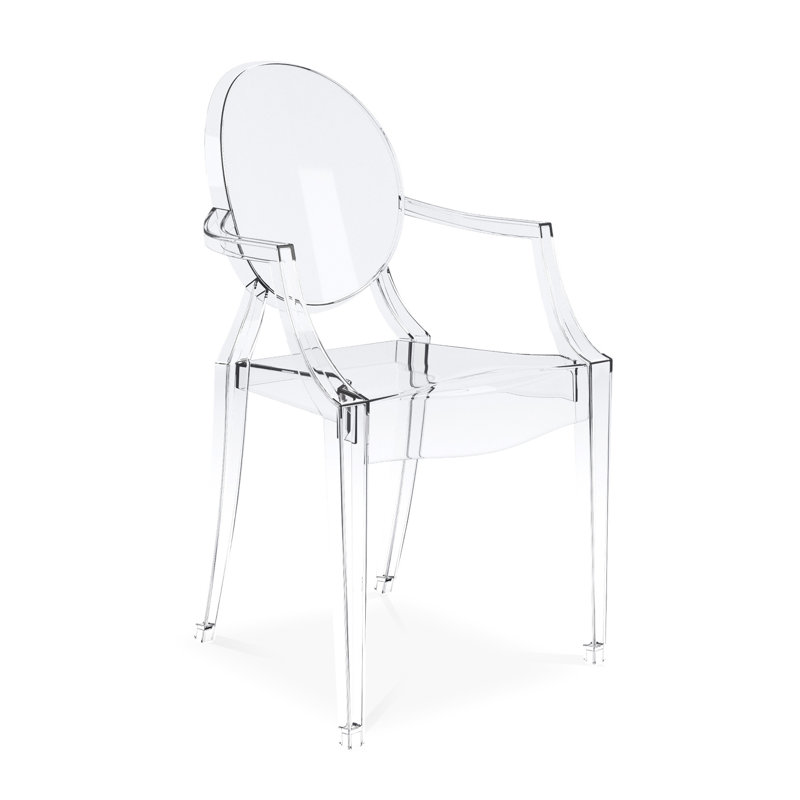 Fauteuil de salle à manger en acrylique transparent à dossier très grand Louis