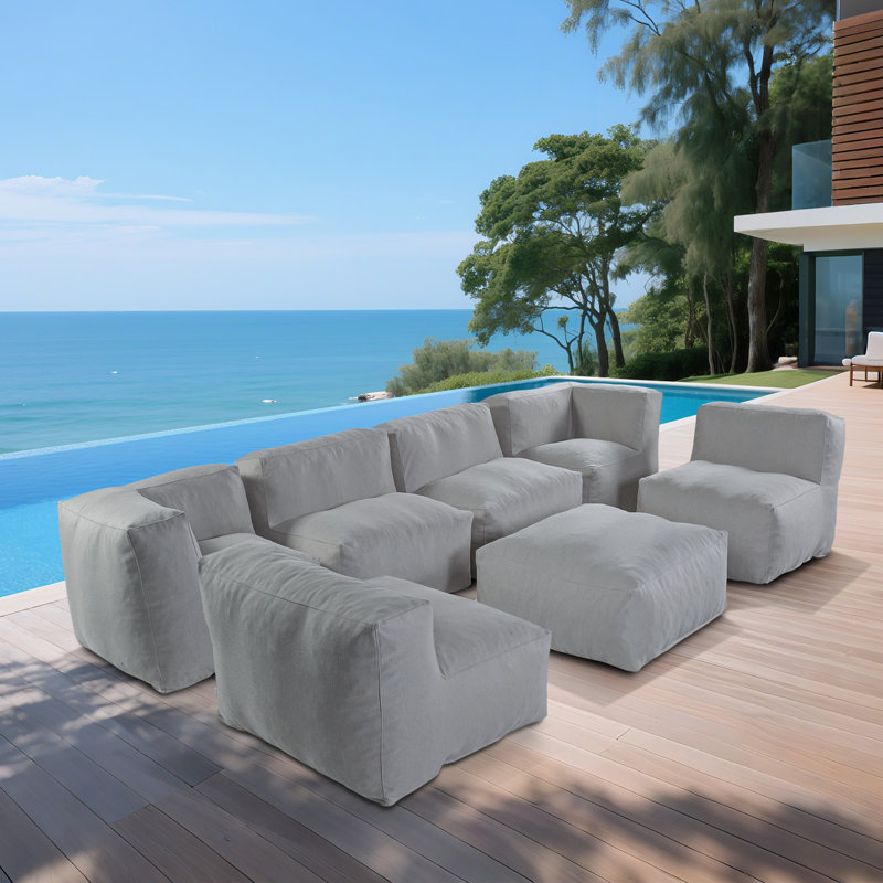 7-Piece Outdoor Sectional Sofa For Patio, Garden And Swimming Pool, Dark Gray