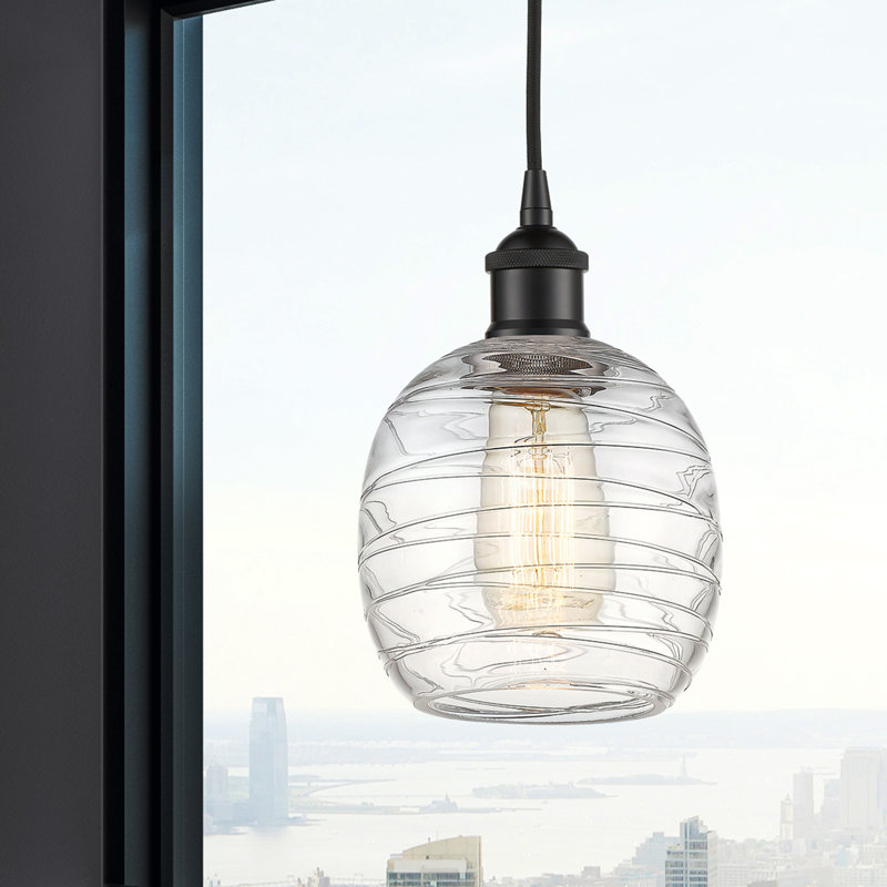 Luminaire suspendu simple à 1 lumière Amila, Noir mat