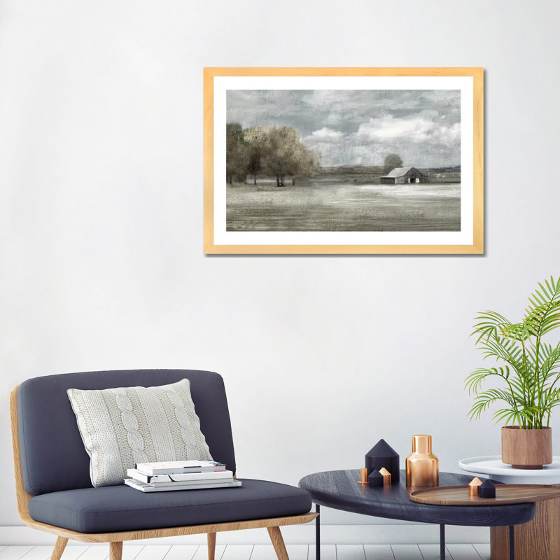 «Country Quiet» par Nan - reproduction imprimée, H 24 po x l 32 po x P 1 po, Encadré naturel