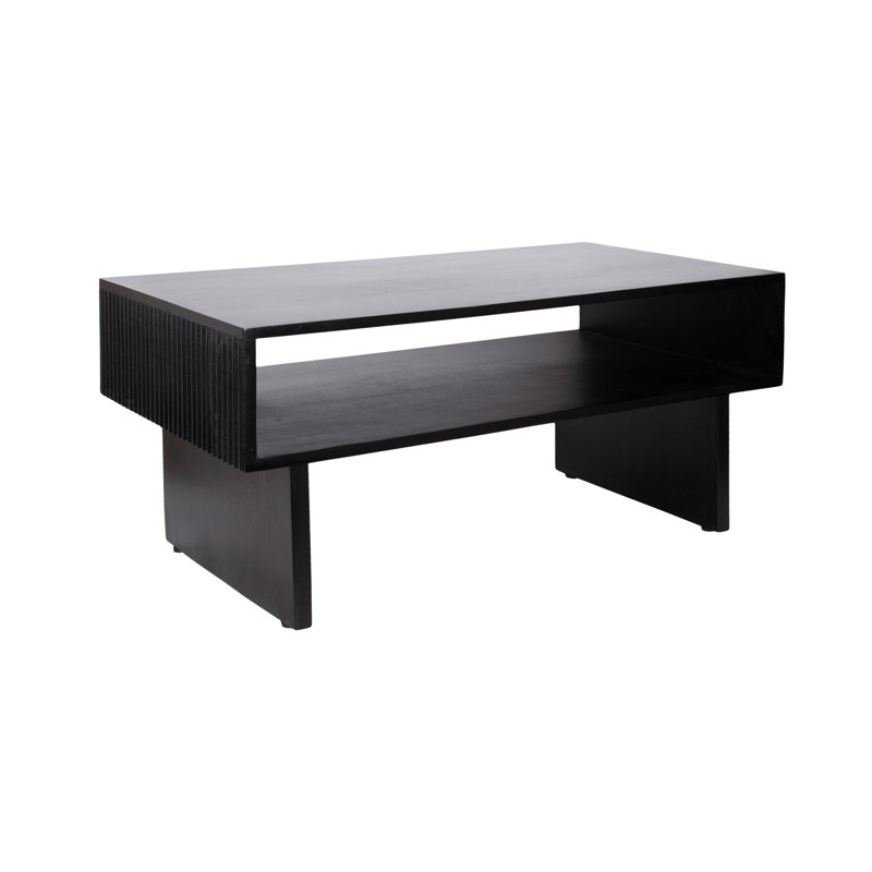 Torroba Rectangular Coffee Table with Storage Shelf, Black