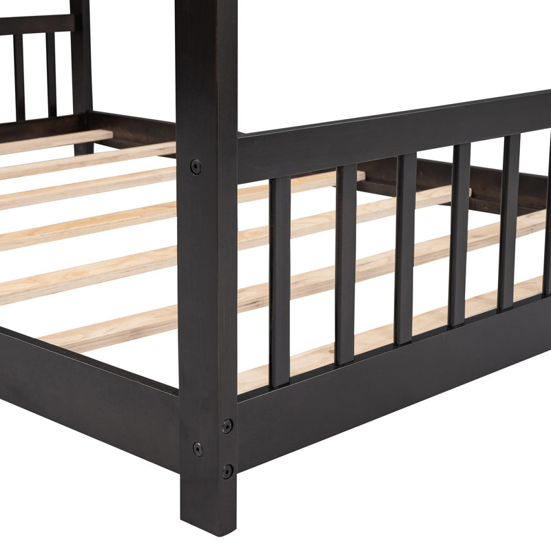 Lit maison, lit double, pin, toit de maison de jeu pour une expérience de sommeil agréable, matériau en bois de pin, toit, crée un endroit relaxant