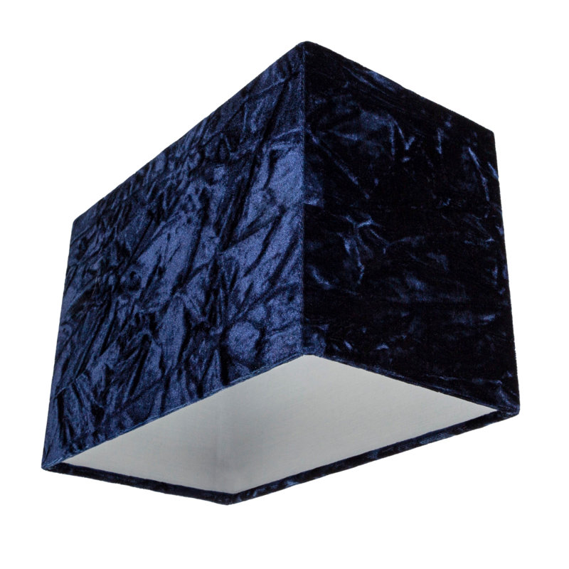 Contemporary Designer Crushed Velvet Fabric Rectangular Lamp Shade, Blue