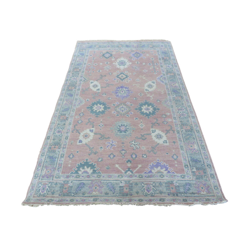 Tapis oriental rose moderne noué à la main 4 pi 11 po x 7 pi 10 po 36A6238FD669476C9DBC6F8FC34AFF71