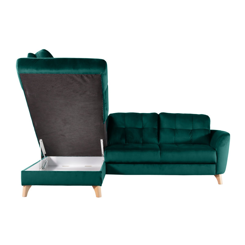 Hunnewell Sleeper Corner Sofa, Teal, Left Hand Facing