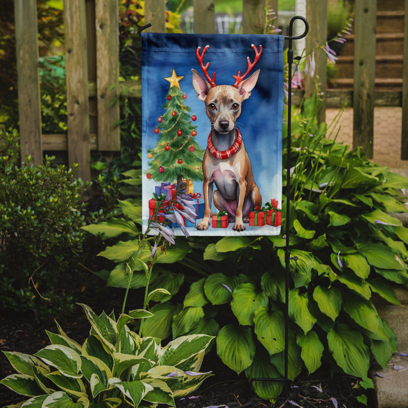 Drapeau de Noël renne de jardin, Terrier américain sans poil
