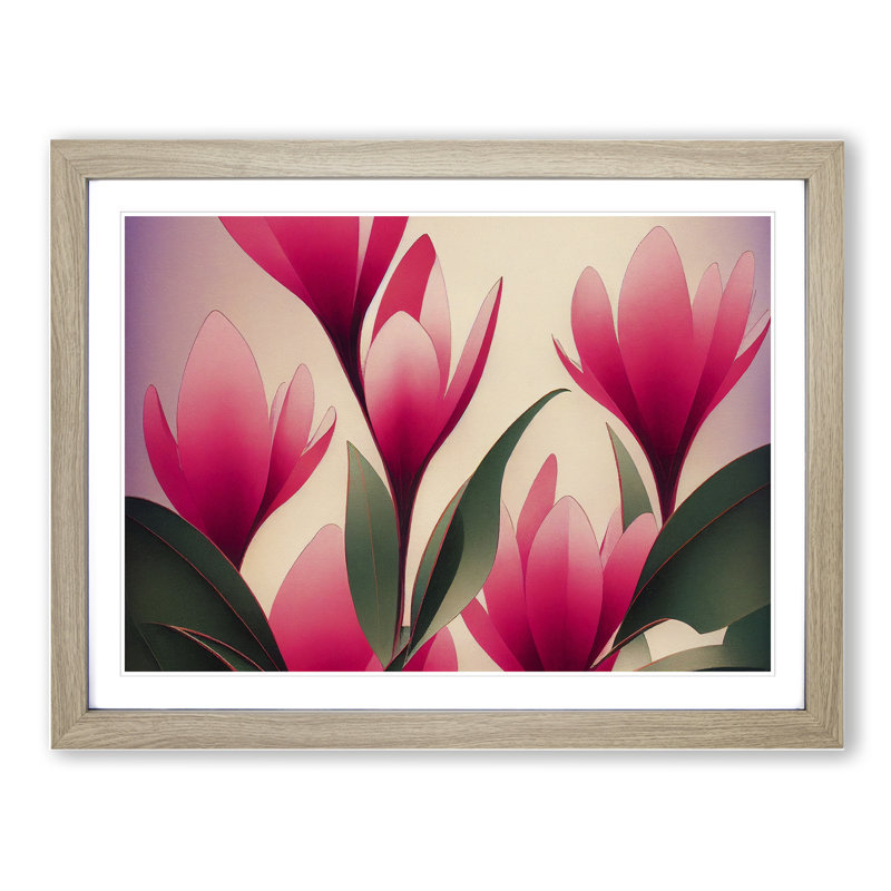 Cherry Blossom Flowers - Single Picture Frame Painting, 34cm H x 46cm W x 2cm D, Oak