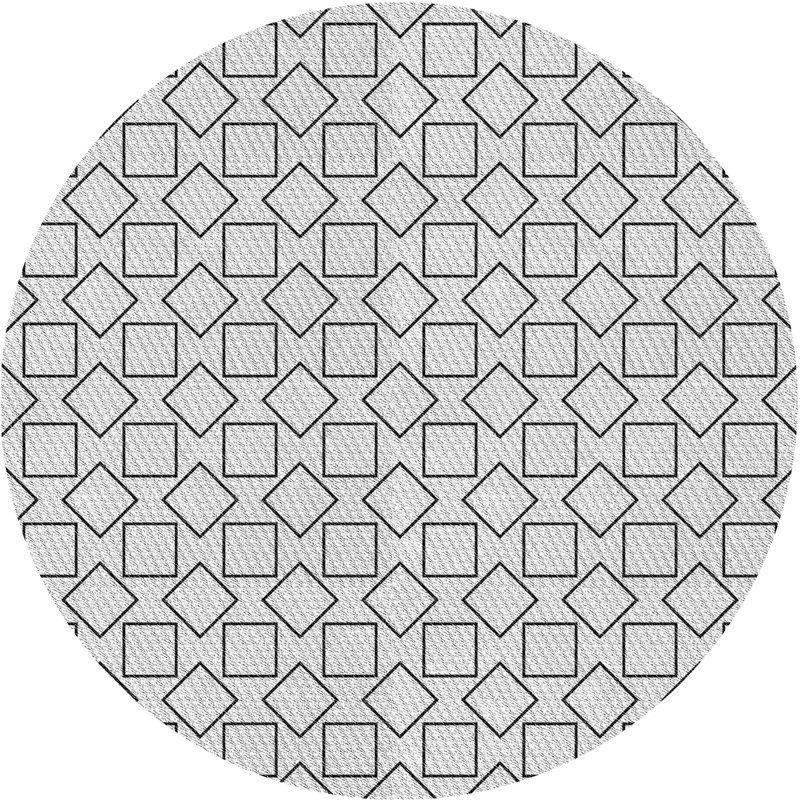 Tapis noir/gris à motifs, Rond 3 pi