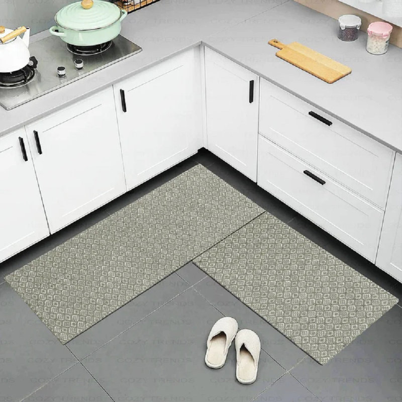 Ensemble de tapis anti-fatigue 2 pièces Jevyn, Gris clair