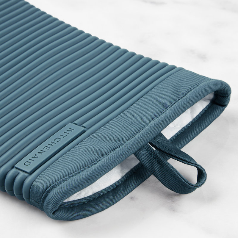 KitchenAid Ribbed Soft Silicone Oven Mitt, Dark Blue