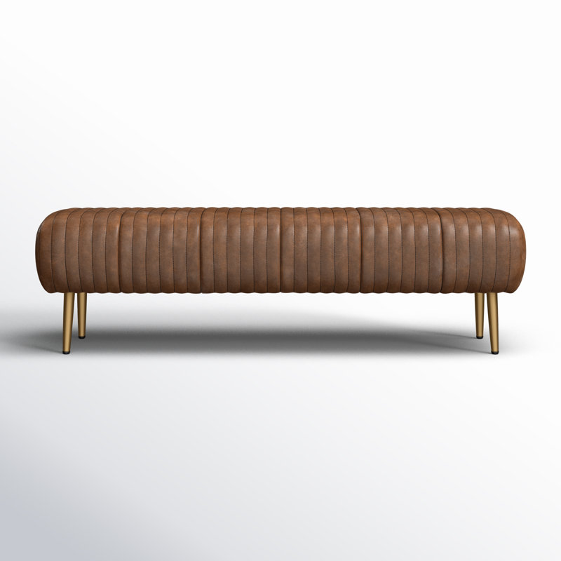 Endora Leather Bench, Cappuccino Genuine Leather, Brown