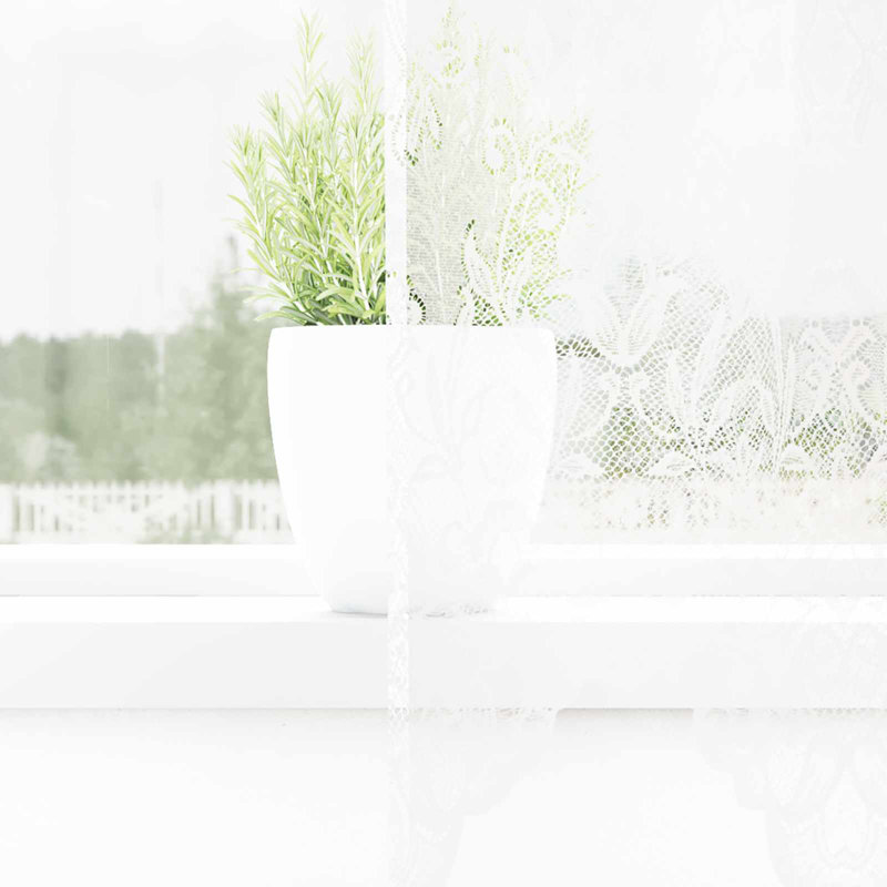 Curtains With Curtains Floral White Polyester, 150cm Width x 140cm Drop