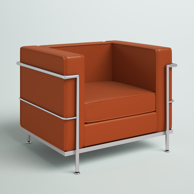 Fauteuil en similicuir avec barre double, Cognac