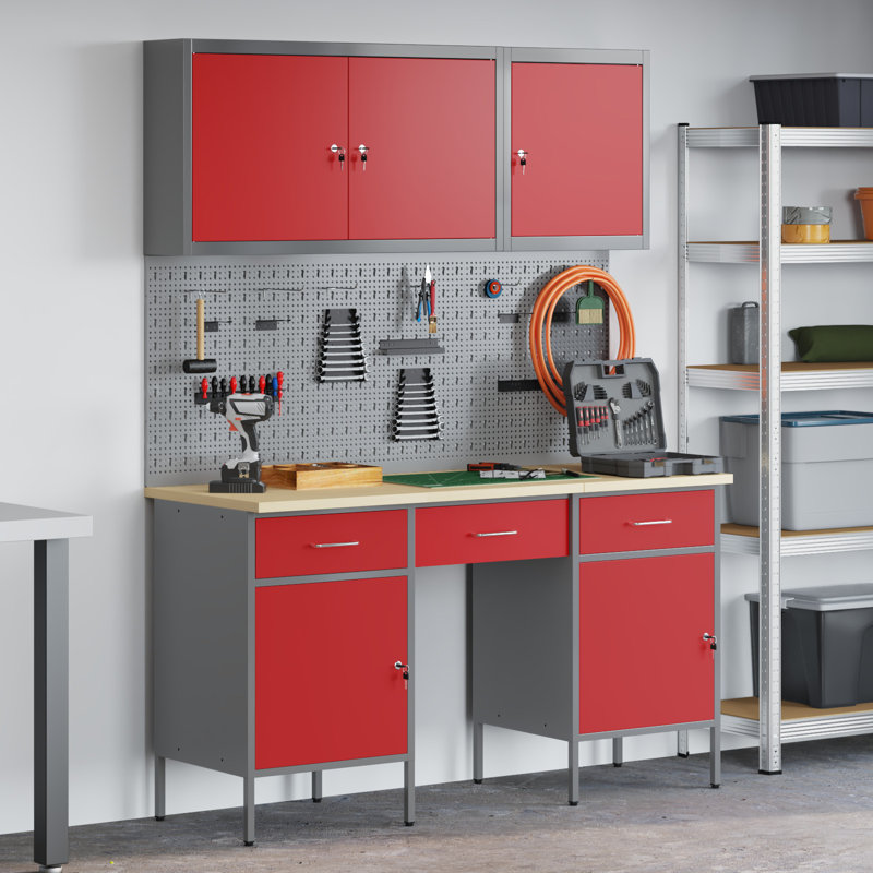 Work Cabinet with Drawer, Grey