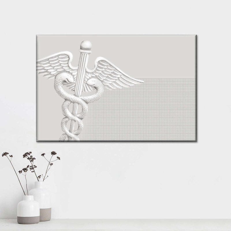 Caducée médical sur toile, H 30 po x l 45 po x P 1,25 po