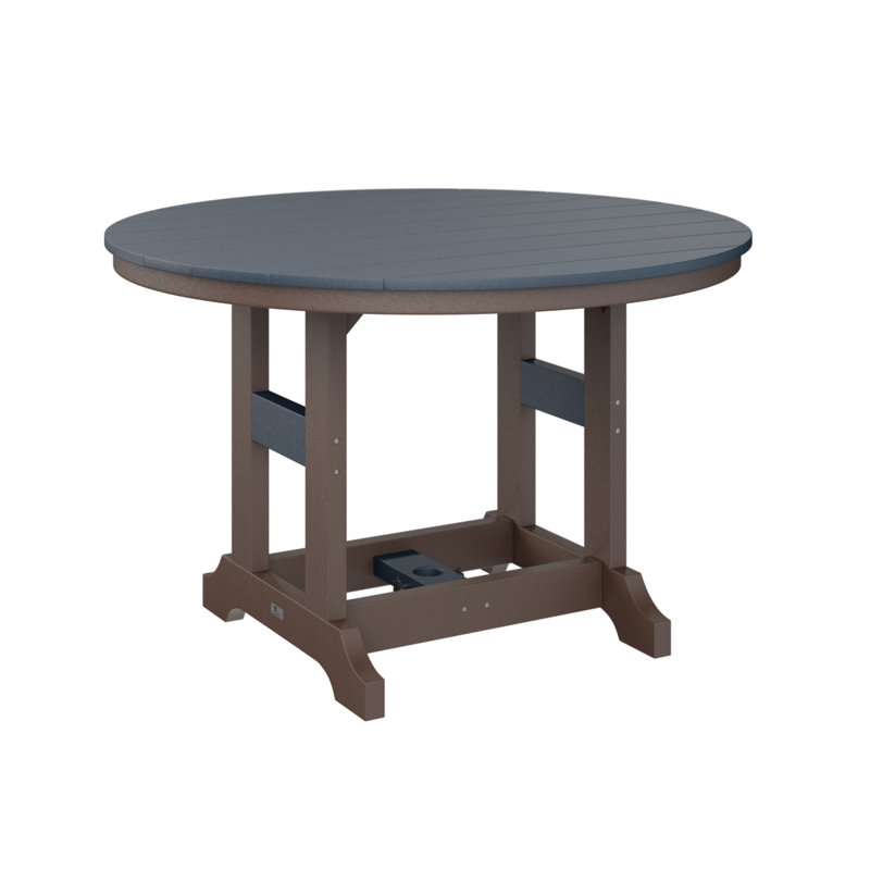 Garden Classic Outdoor Round Bar Table, Navy Blue, Chocolate Brown