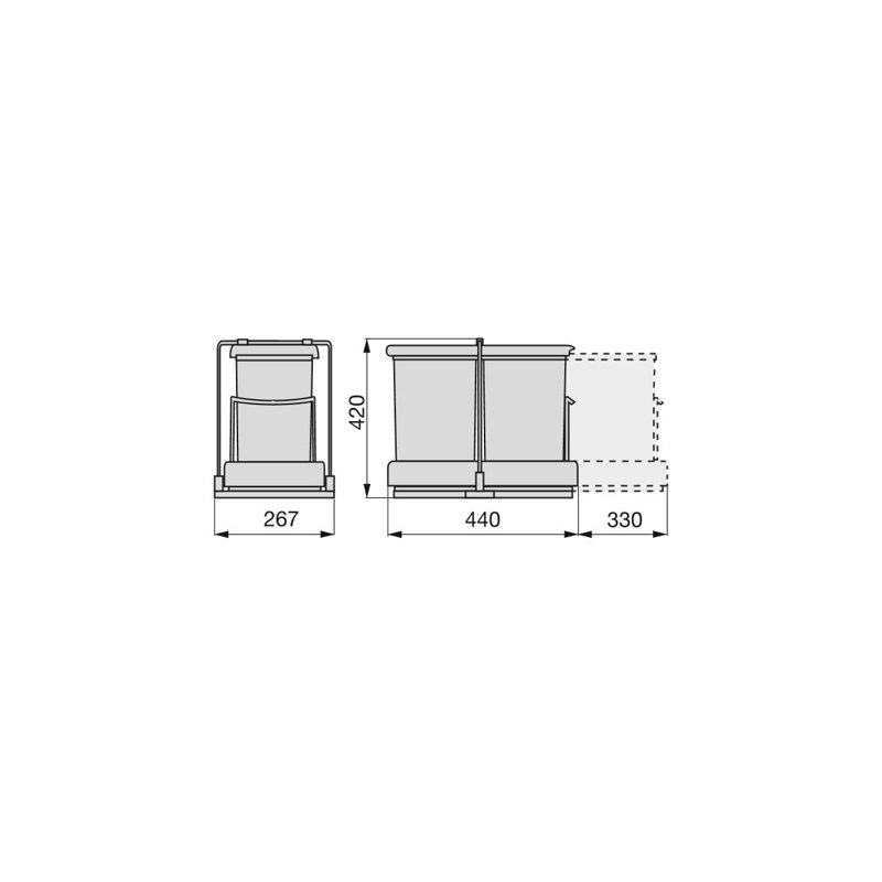 Piatt Plastic Manual Lift Pull Out Rubbish Bin - 28L