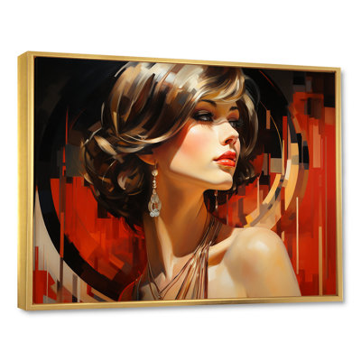 «Red Allure Glam Woman Portrait I», art sur toile