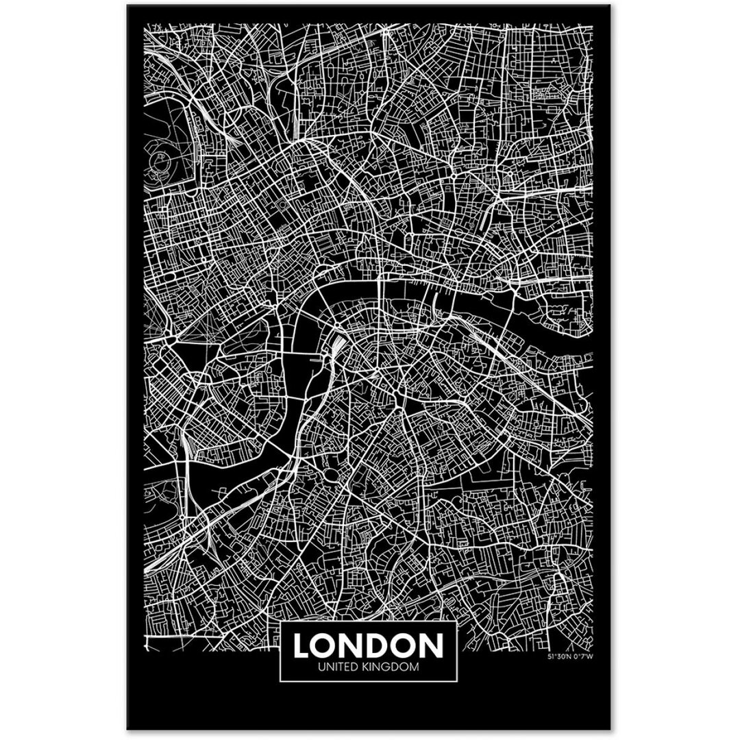 Leinwandbild Dunkle Karte von London