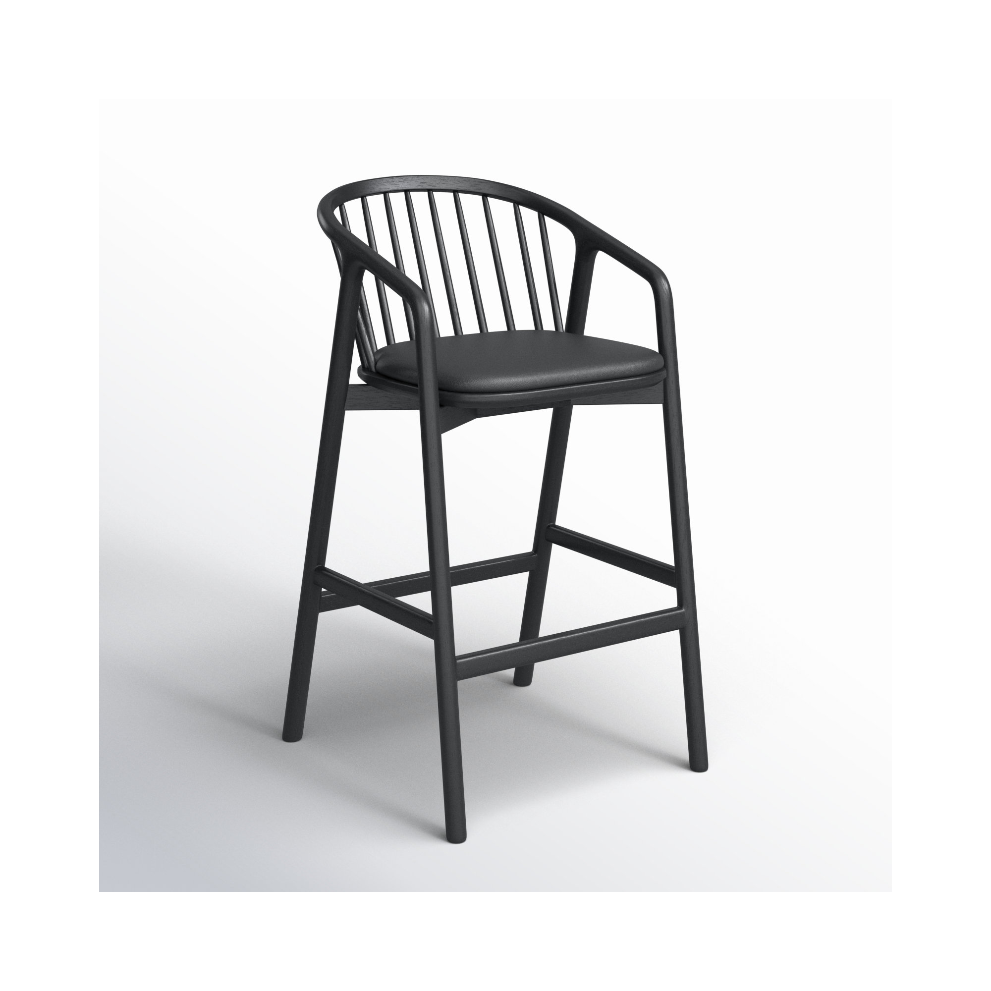 Buffolino Vegan Leather Bar & Counter Stool, Bar Stool (30" Seat Height), Black