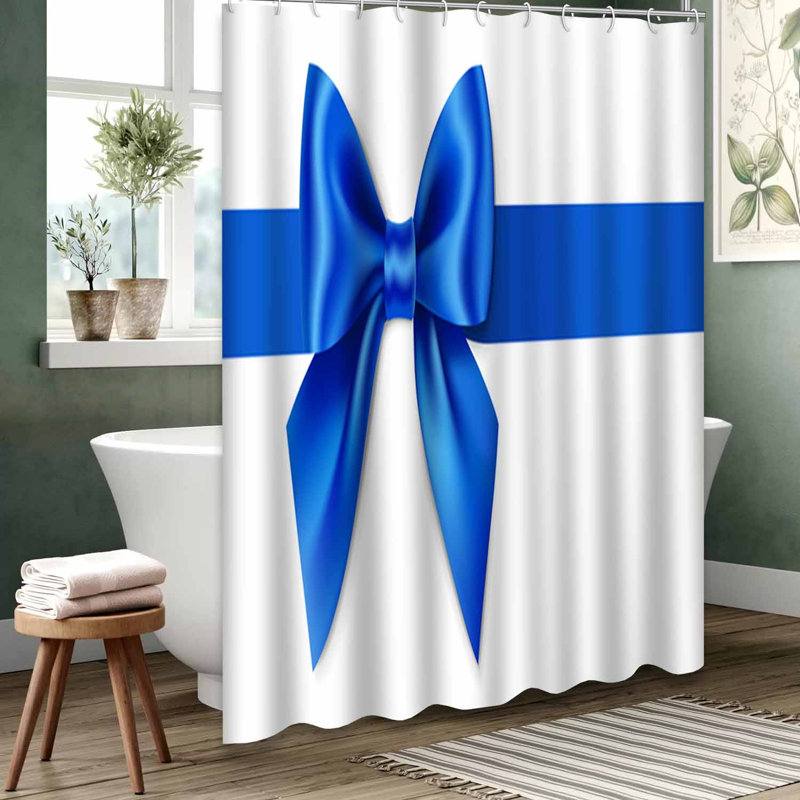 Rideau de douche bleu imperméable, rideaux de douche pour la salle de bain avec 12 crochets, 72" L x 72" W