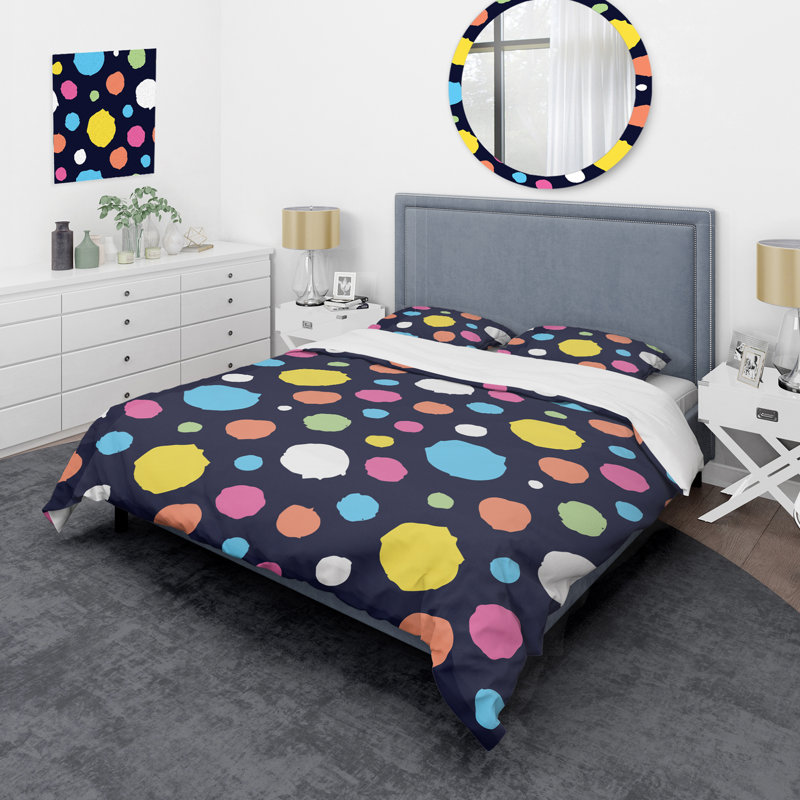 Motif de cercles multicolores - ensemble de housse de couette abstrait - polyester microfibre