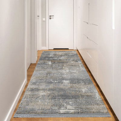 Premium Hall Carpet Runner (31.5 x 98.4 in), Grey, Beige & Cream | 60% Polypropylene / 40% Polyester, 1.9 lbs/sq ft, 0.3 in Pile Height | 320,000 Thread Points, Vacuum Friendly, Elegant Design for Entryways