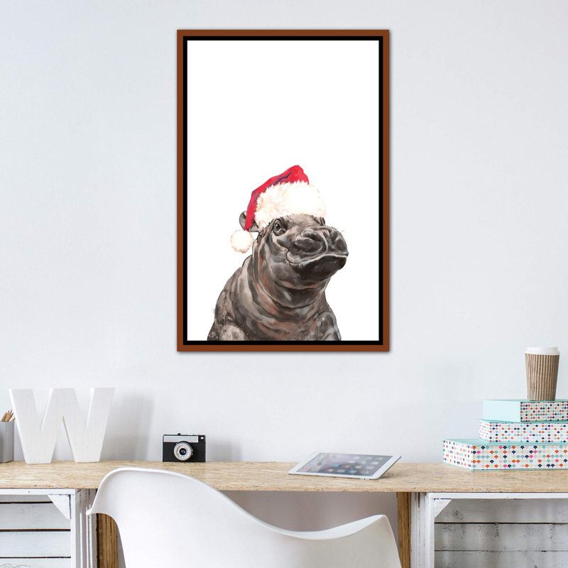 «Christmas Baby Hippo» par Big Nose Work - impression d'art graphique, Aucun mat, H 40 po x l 26 po x P 1,5 po