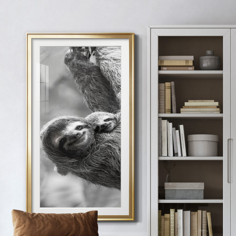 Sloth Swing - Photographie avec cadre photo, H 10,5 po x l 18,5 po x P 1,5 po, Doré