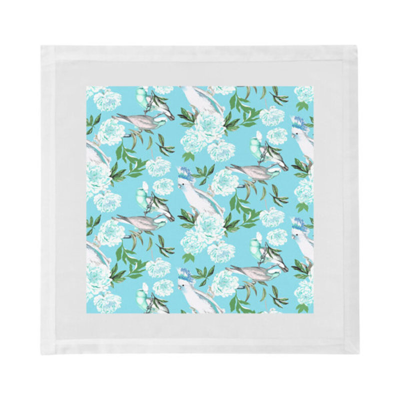 Peony Inspira Hemstitch 22" Linen/Cotton Napkin, Azure