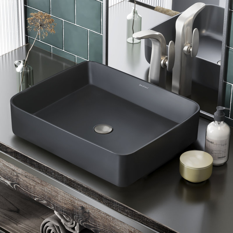 Lavabo vasque en céramique Concorde, Noir mat