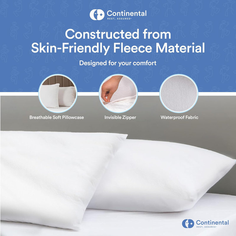 Protège-oreiller en polaire à fermeture à glissière Continental Bedding
