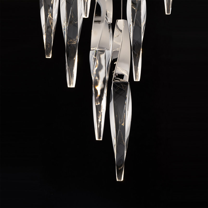 Kindjal 13 Light Crystal LED Multi-Light Pendant, Aged Brass