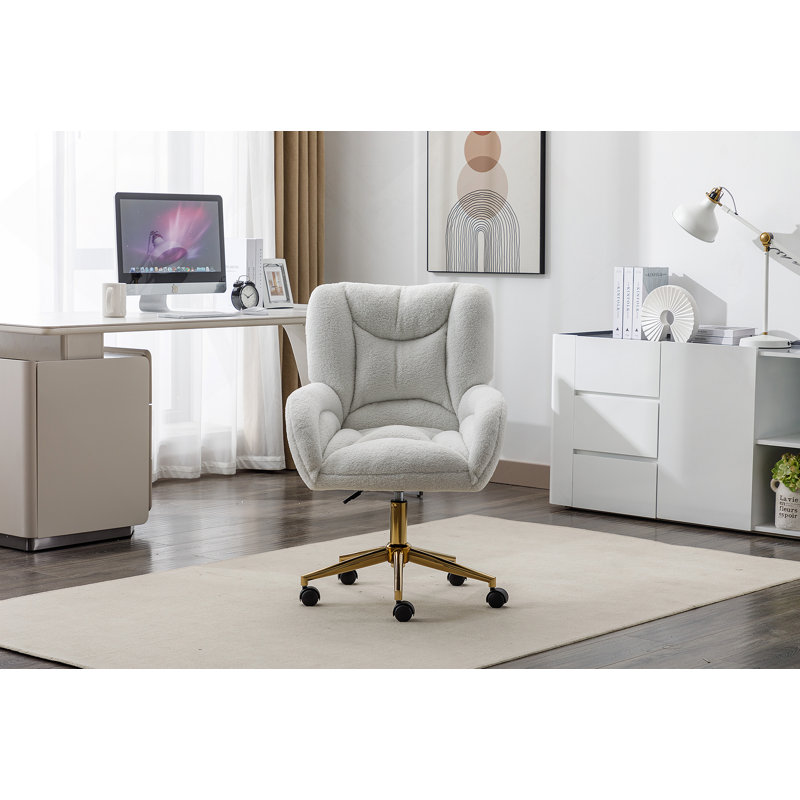 Chaise de bureau pivotante en tissu Teddy