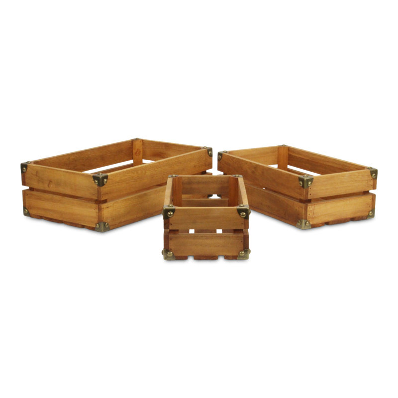 Union Rustic Solid Wood Crate, Medium Brown