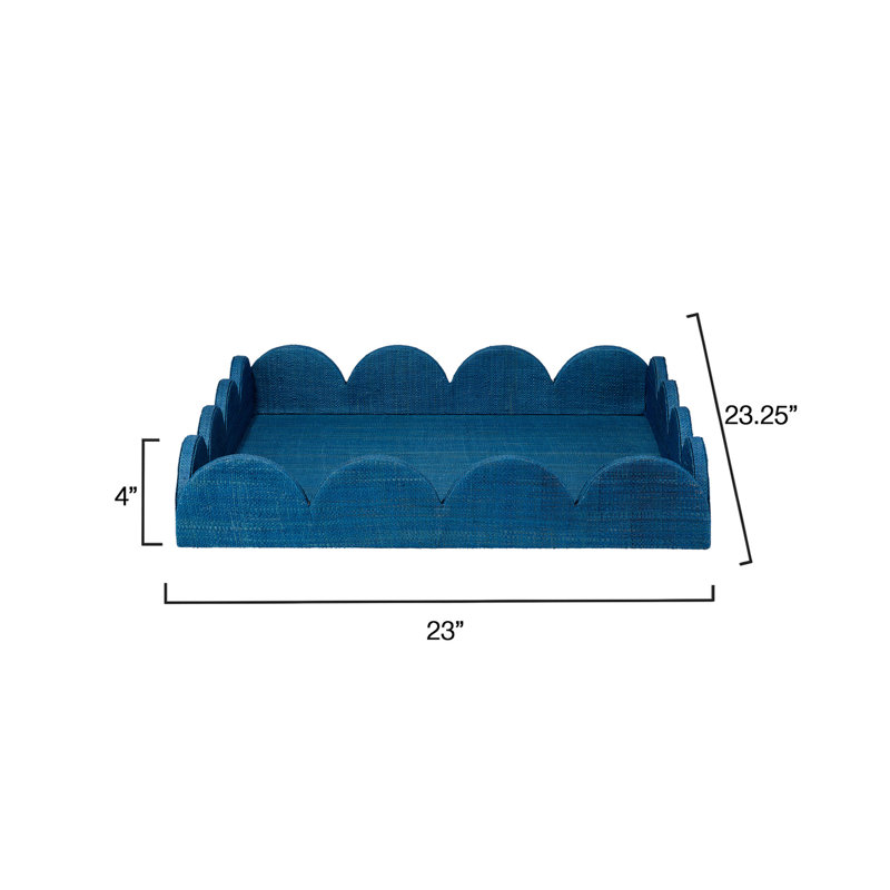 Wonderland Raffia Decorative Tray, Blue