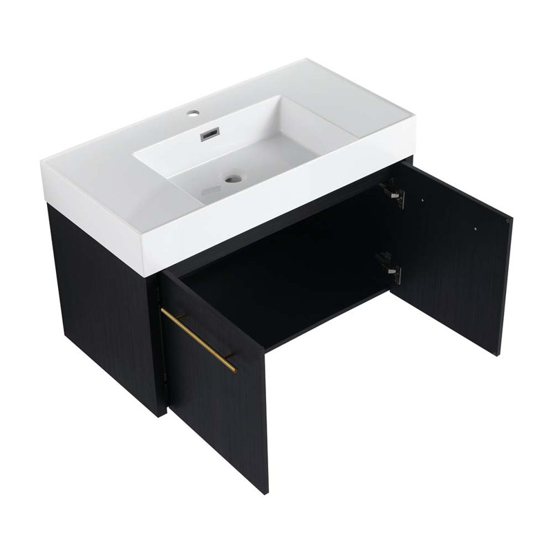 Meuble-lavabo simple 35,4 po avec plateau en résine Arvell