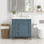 Meuble-lavabo de 76 cm avec lavabo en céramique, meuble autoportant avec 2 tiroirs et un tiroir basculant, structure en bois massif et MDF, style rétro, beige-1868731407