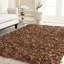 Tapis brun en cuir à poils longs tissé à la main-9838947
