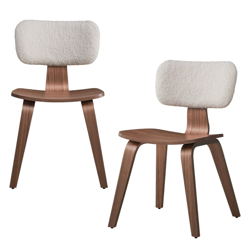 Ensemble de deux chaises d'appoint à dossier ouvert en tissu vert et brun