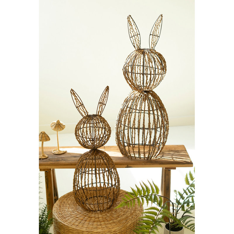  Sculptures de brindilles rustiques et de lapins en fer - ensemble de 2 - hauteur de 30 po