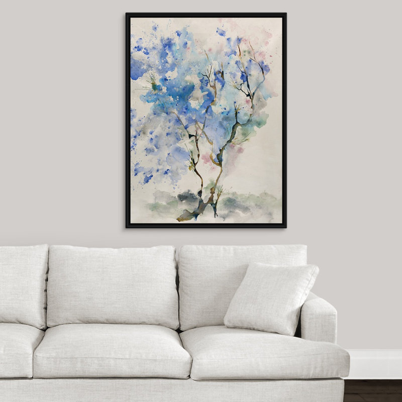 « flowing branches », peinture sur toile, H 41,7 po x l 31,7 po x p 1,75 po, Cadre flottant noir