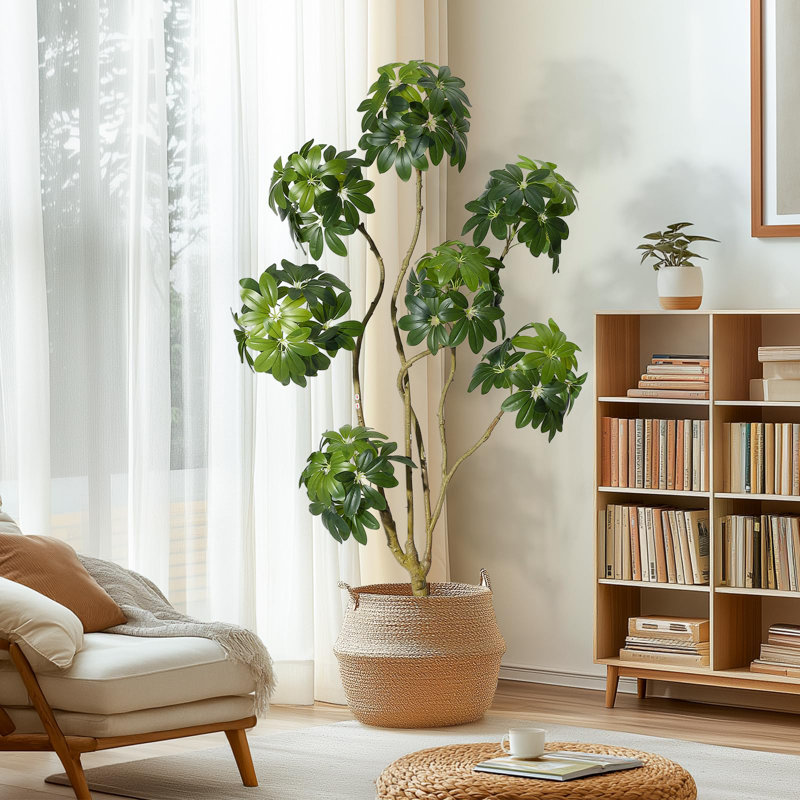 Faux arbres artificiels en pot décoratif blanc avec plusieurs troncs