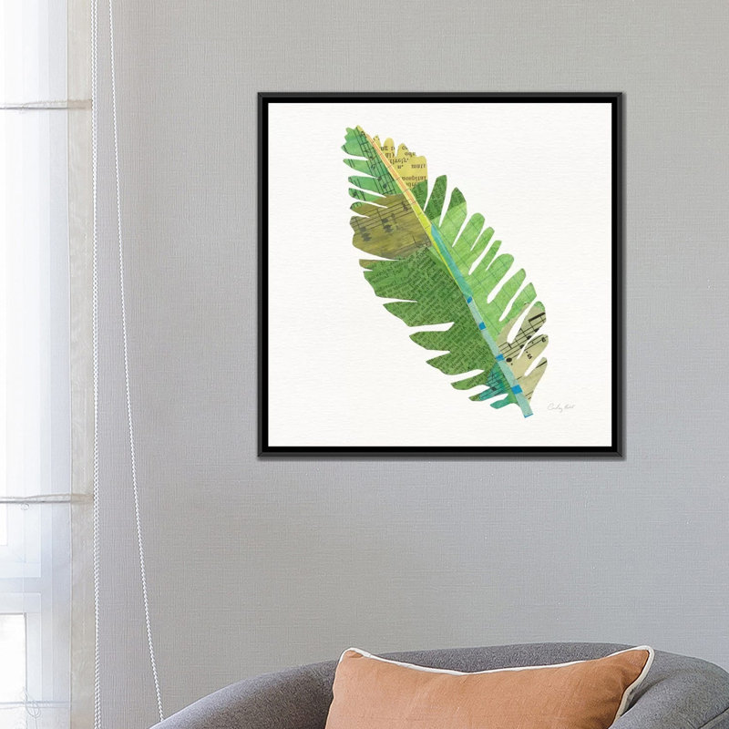 « tropical fun palms iv », impression sur toile, H 18 po x l 18 po x P 1,5 po, Toile avec cadre noir, Pas de tapis