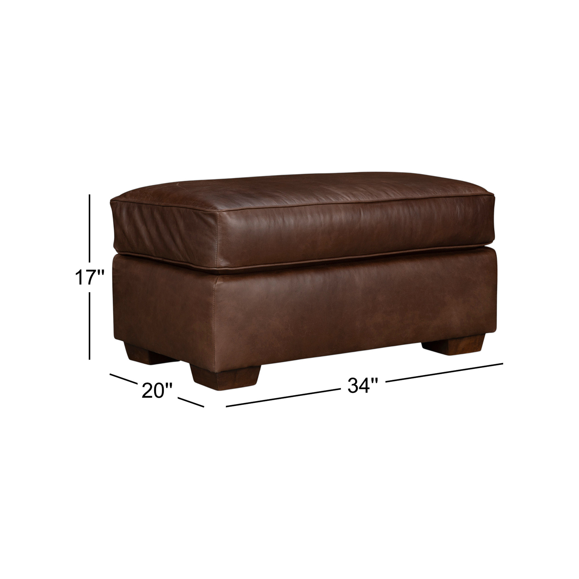 Porter Genuine Leather Ottoman, Rustic Genuine Leather