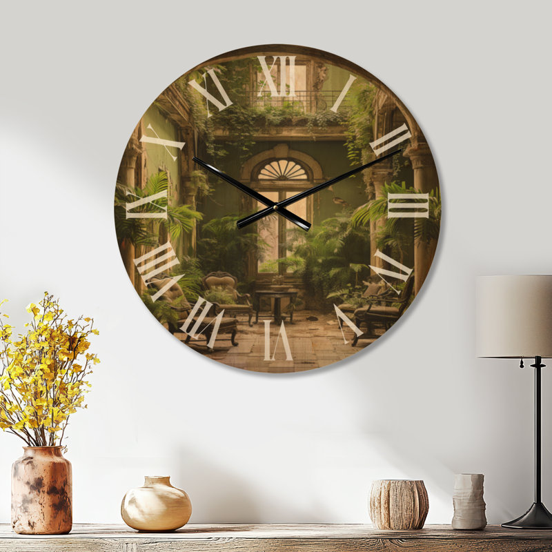 Grande horloge murale ronde en bois - charme colonial cubain Oasis, Large