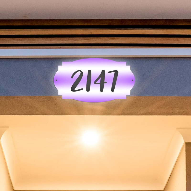 Plaque d'adresse murale sur 1 ligne, Mauve, Oui