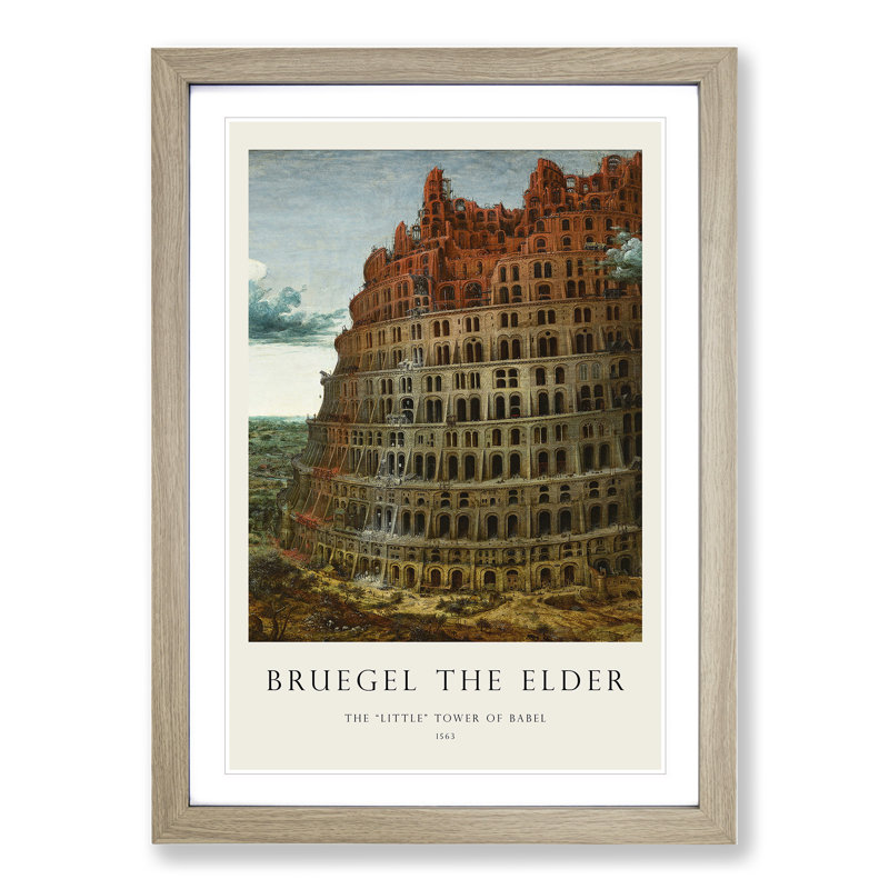 The Tower of Babel by Pieter Bruegel the Elder - Picture Frame Painting, Oak Framed, 65cm H x 48cm W x 2cm D