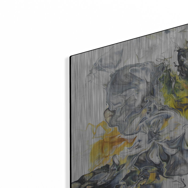 «Abstract Pouring S» par Jean Plout, art mural en métal, H 16 po x l 24 po