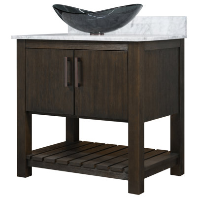 Ensemble de meuble-lavabo simple 36 po avec plateau en marbre